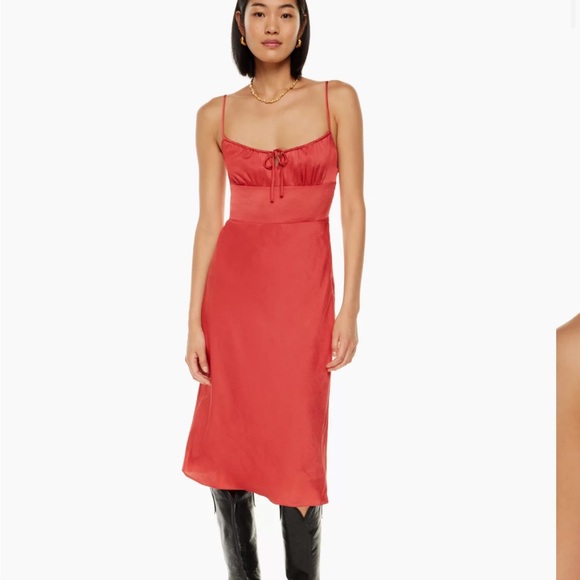 Wilfred Aritzia Bellow Midi Dress Rosy Red Sz 6 - Picture 3 of 5